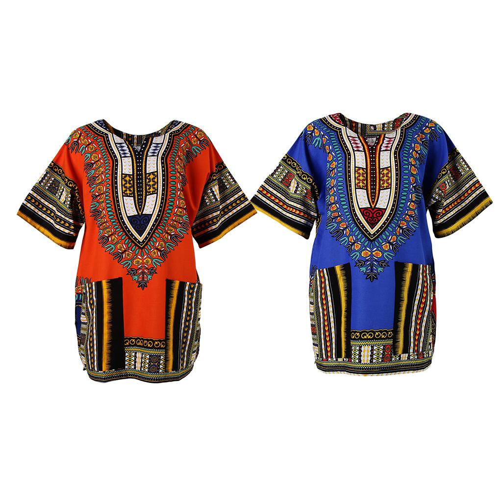 2 Pieces Unisex African Dress Cotton Dashiki Ethnic Caftan Rappers Shirt
