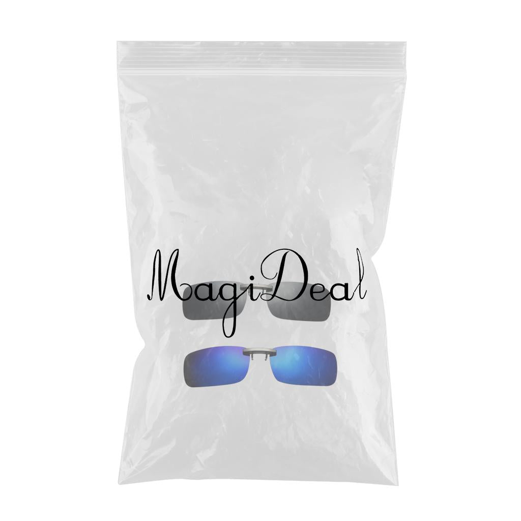 2Pieces Unisex Polarized Clip On Flip Up UV400 Driving Rectangle Sunglasses