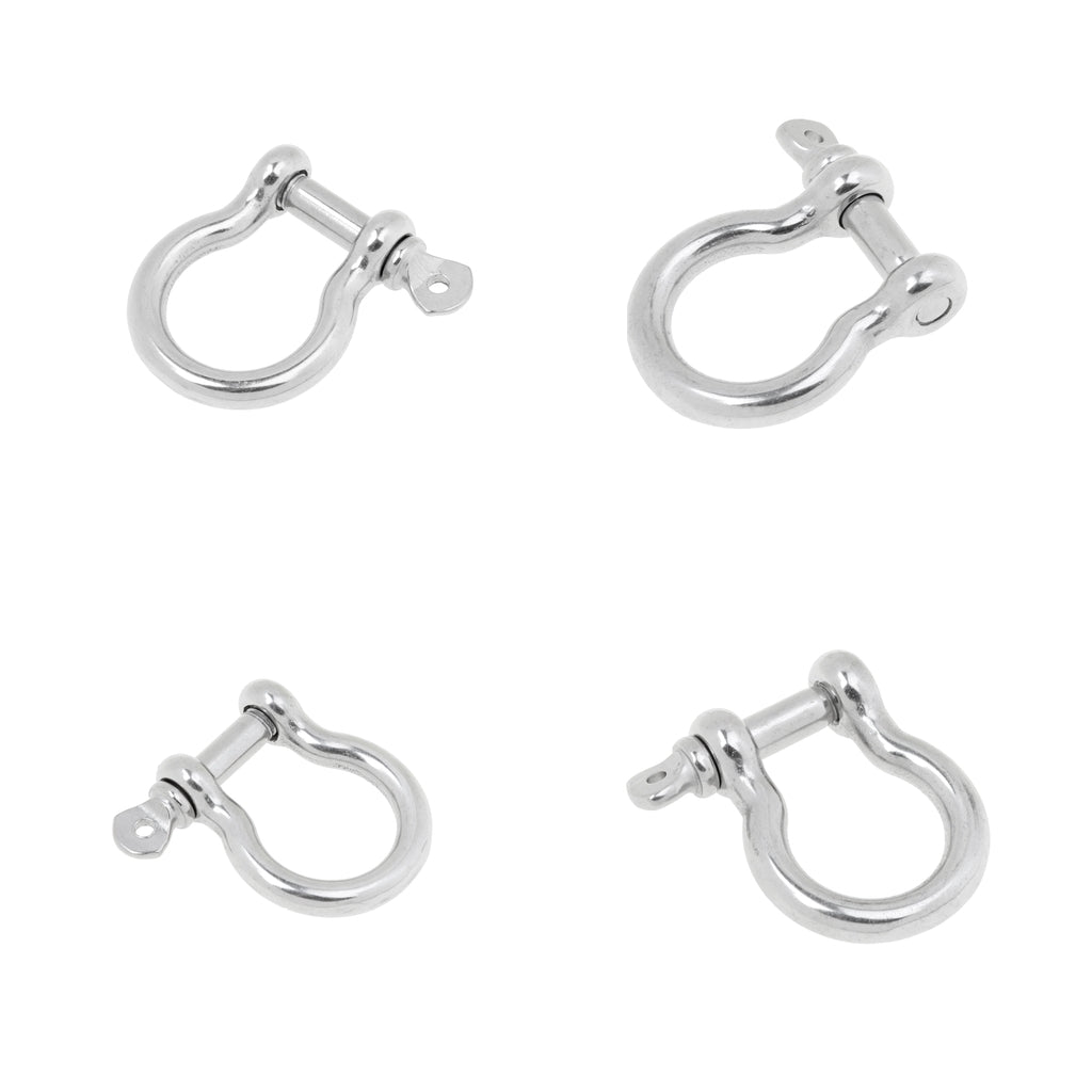 4pcs Marine Stainless Steel Chain Rigging Bow Shackle Captive Pin 6mm & 5mm