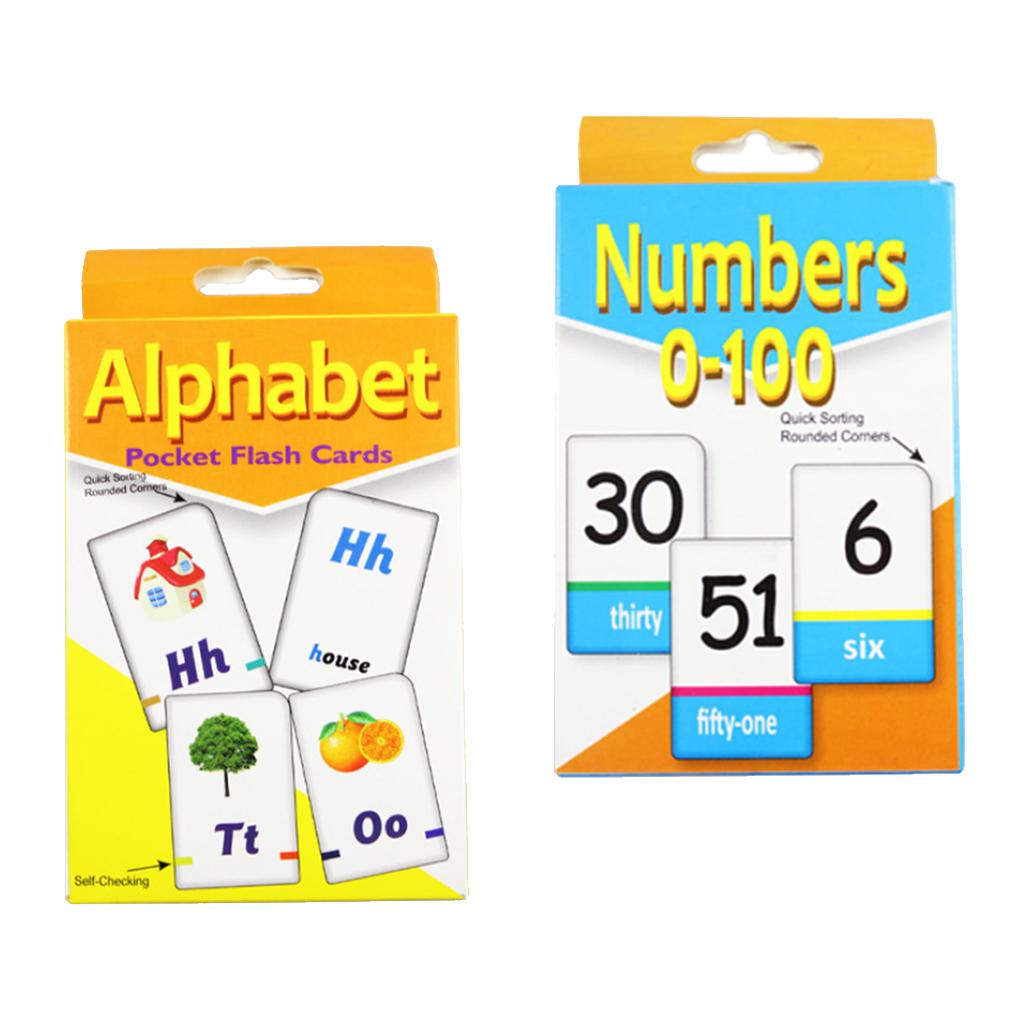 2 Set English Flash Cards Number Alphabet Kindergarten Toddlers Preschool