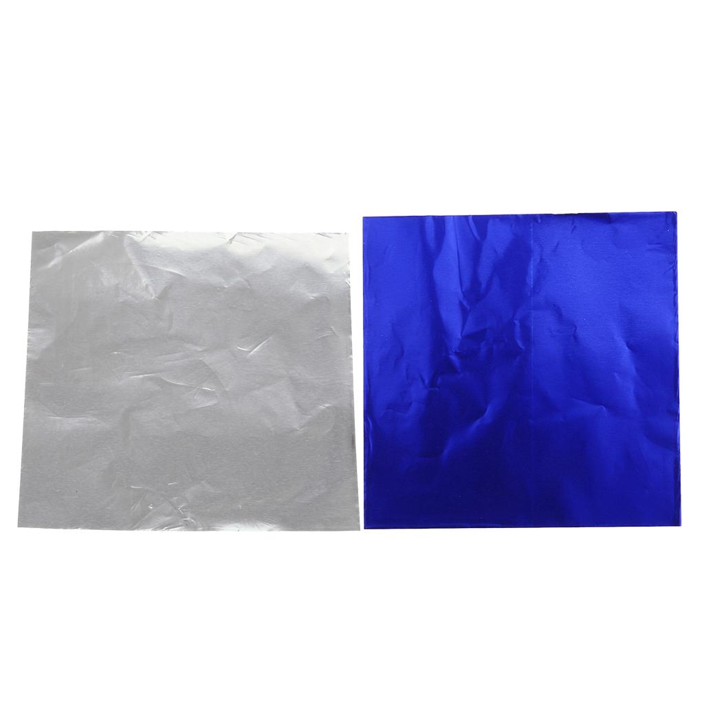 200x Chocolate Candy DIY Package Foil Paper Tinfoil Wrappers Silver & Blue