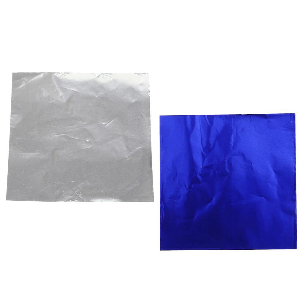 200x Chocolate Candy DIY Package Foil Paper Tinfoil Wrappers Silver & Blue