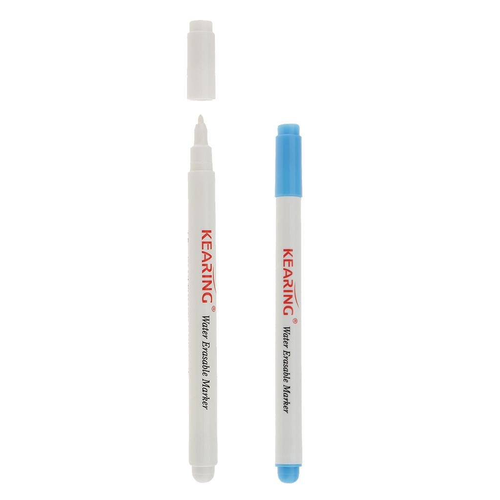 2pcs 1mm Water Erasable Soluble Pen Vanishing Fabric Marker Blue White