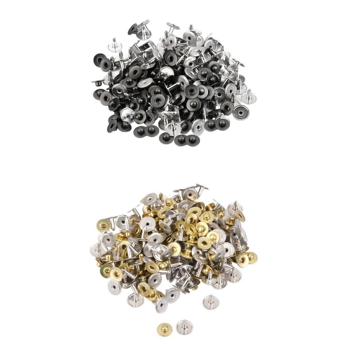 200 Sets Metal Press Stud Snap Button Fastener for Leather Craft