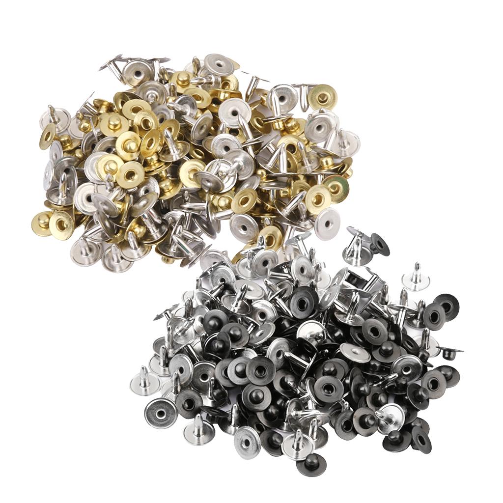 200 Sets Metal Press Stud Snap Button Fastener for Leather Craft