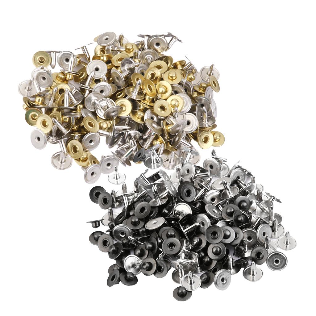 200 Sets Metal Press Stud Snap Button Fastener for Leather Craft