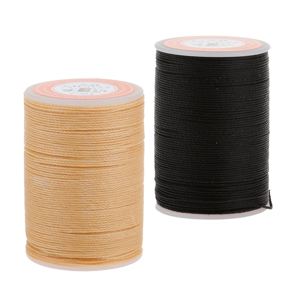 2pcs 113M 0.55mm Leather Sewing Round Waxed Thread Wax Cord Hand Stitching