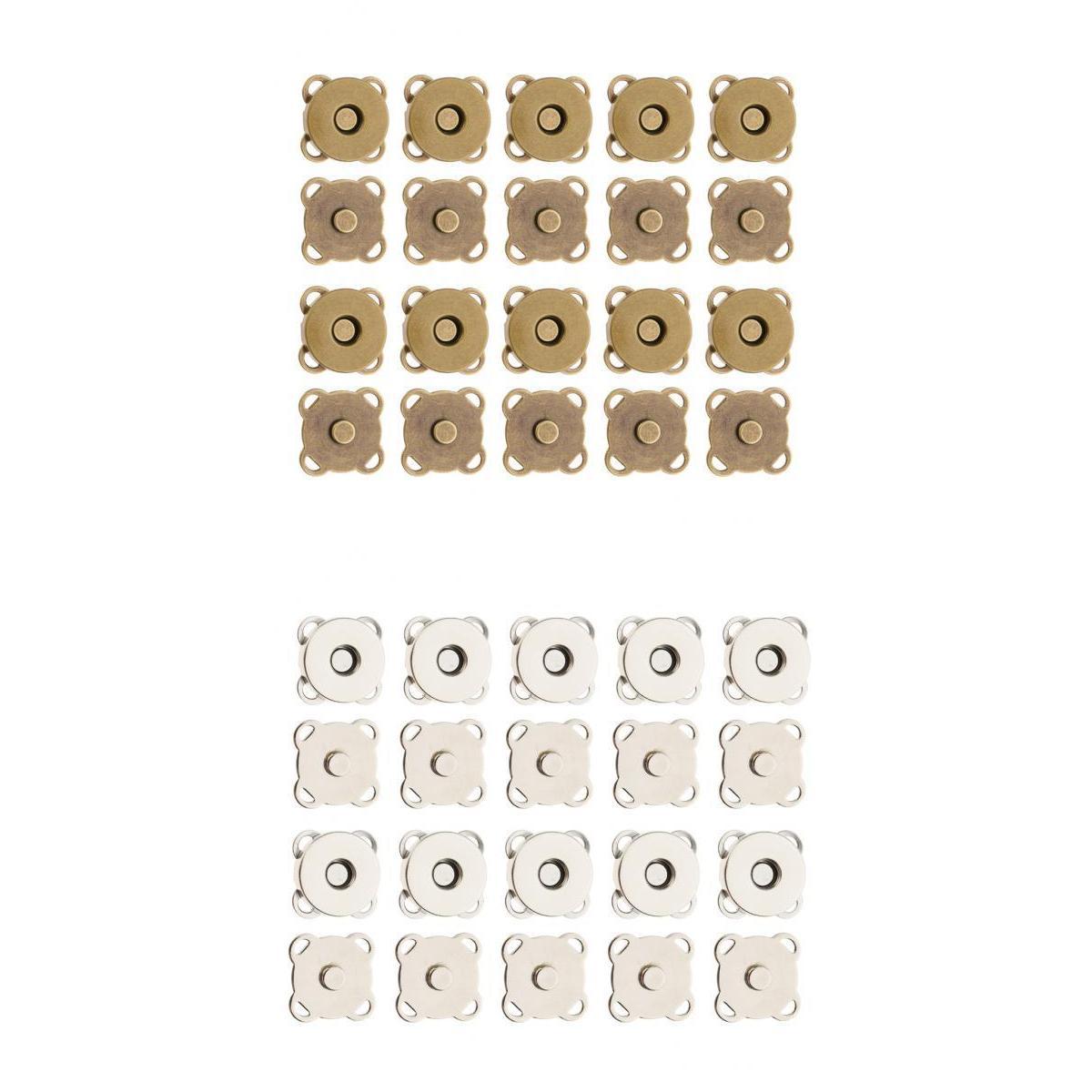 20 Sets Magnetic Bag Clasps for Craft Clothing Bag DIY 14mm Bronze & Silver
