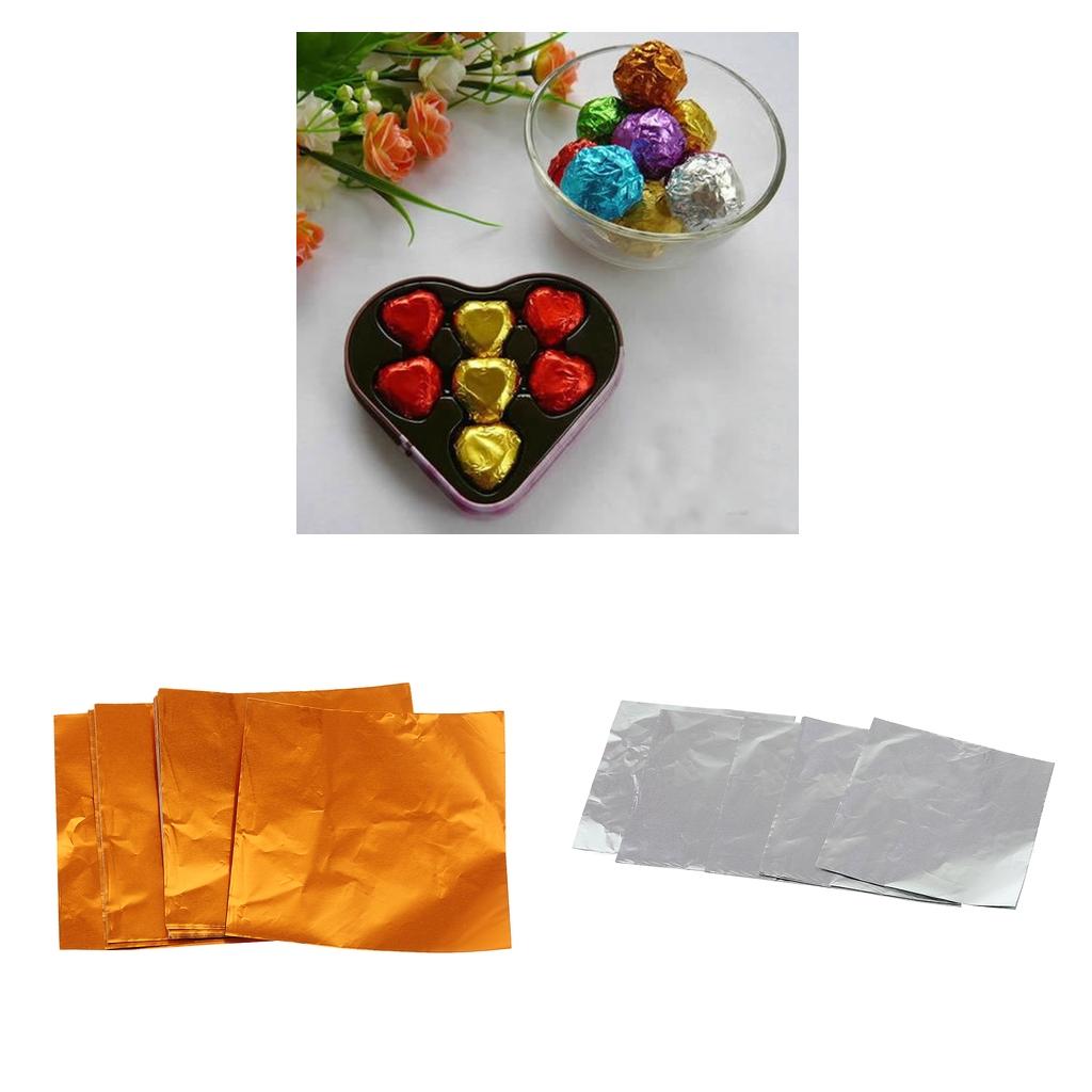 200x Chocolate Candy DIY Package Foil Paper Tinfoil Wrappers Silver & Orange