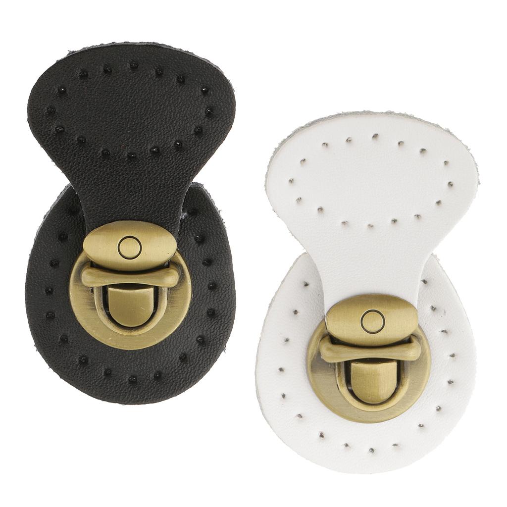2 Pieces Genuine Leather Bag Lock Fasteners Snap Buckles Clasp Replacement