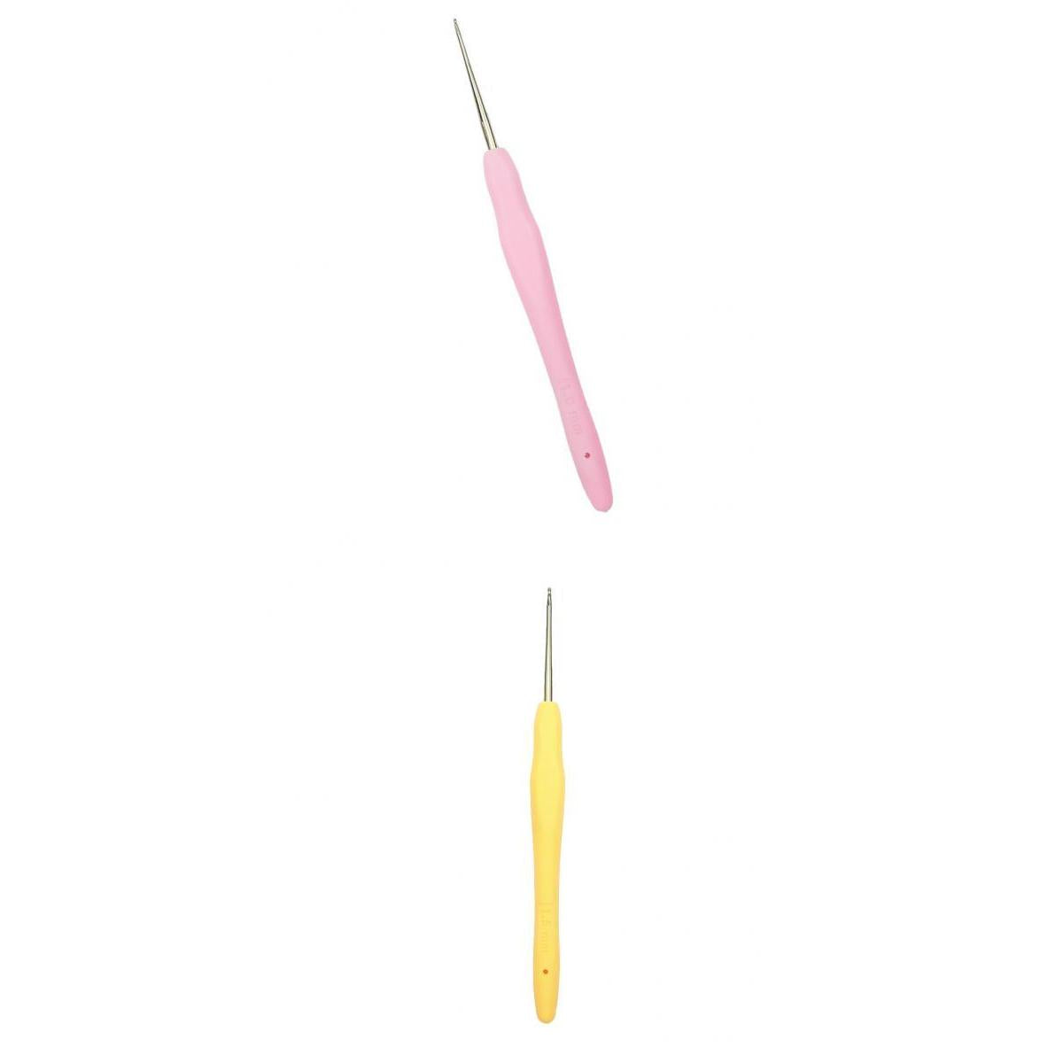 2pcs Soft Grip Handle Iron Metal Crochet Hook for Sewing Crafts 1.0mm 1.5mm