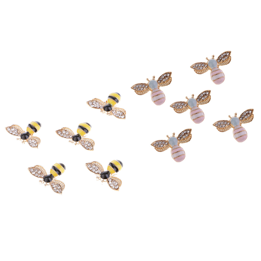 10 Pieces Mixed Bee Rhinestone Flatback Buttons Scrapbooking Embellishments