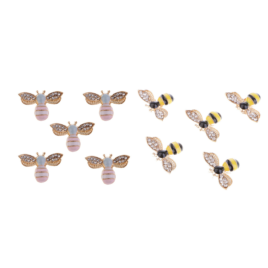 10 Pieces Mixed Bee Rhinestone Flatback Buttons Scrapbooking Embellishments