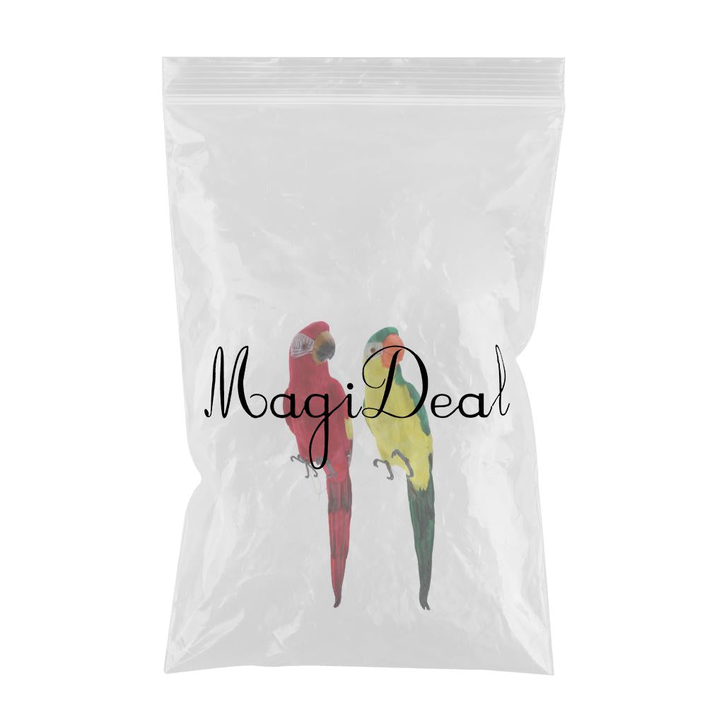 2pcs Feathered Artificial Macaw Bird Home Garden Decor Parrot Green&Red