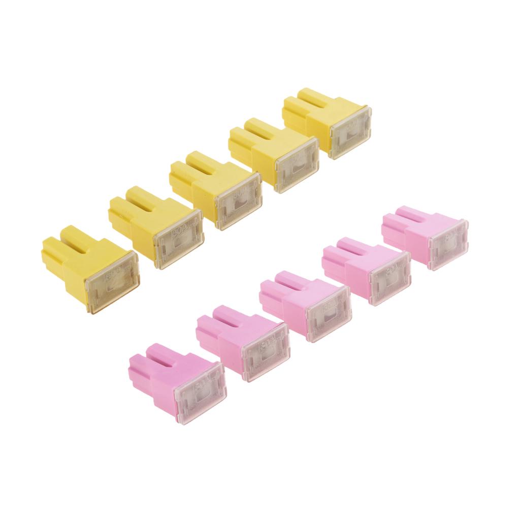10 Pieces Car FLF-S Standard Female Push In Cartridge Fuses 30A+60A 32V