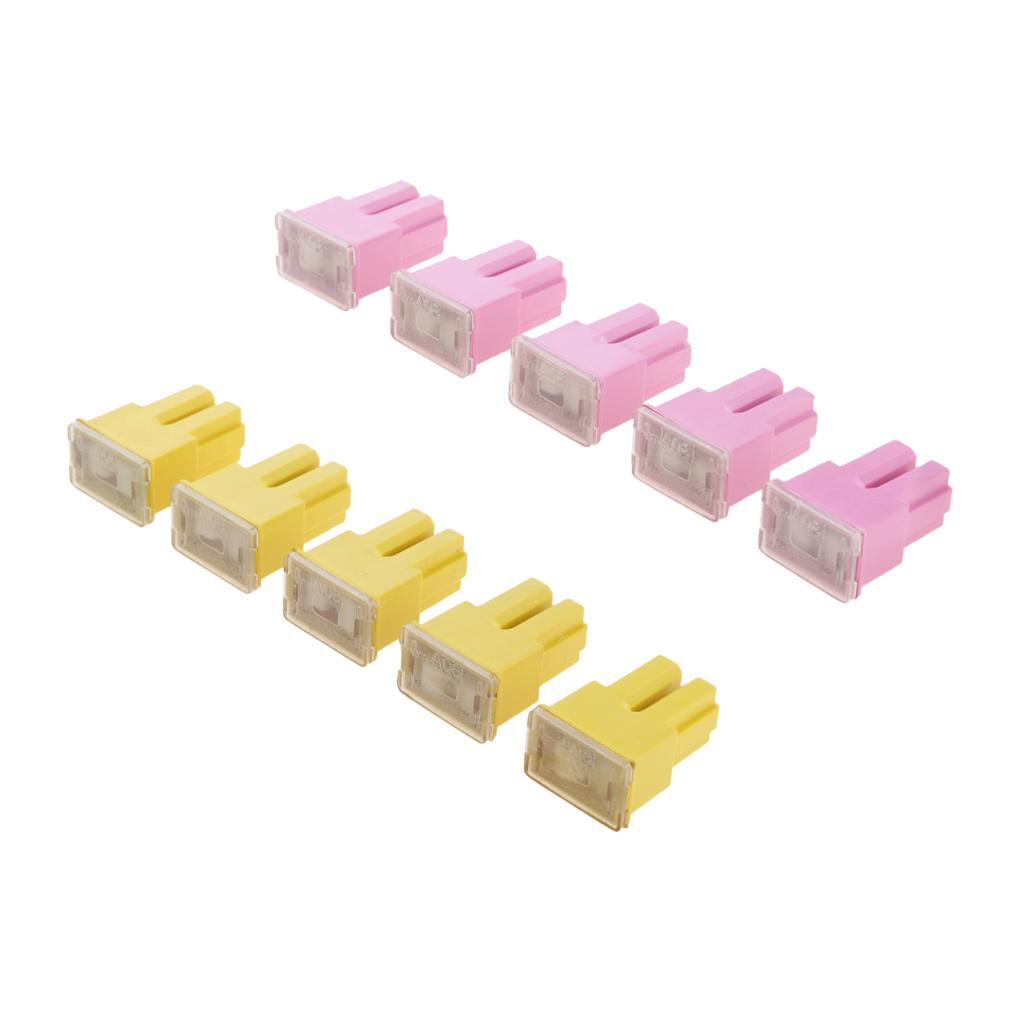 10 Pieces Car FLF-S Standard Female Push In Cartridge Fuses 30A+60A 32V