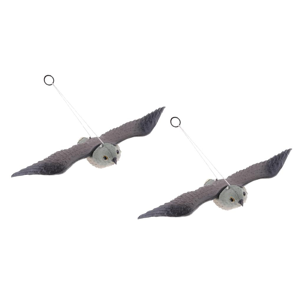 2Pcs Realistic Flying Bird Hawk Decoy Pigeon Scarecrow Garden Hunting Scarer