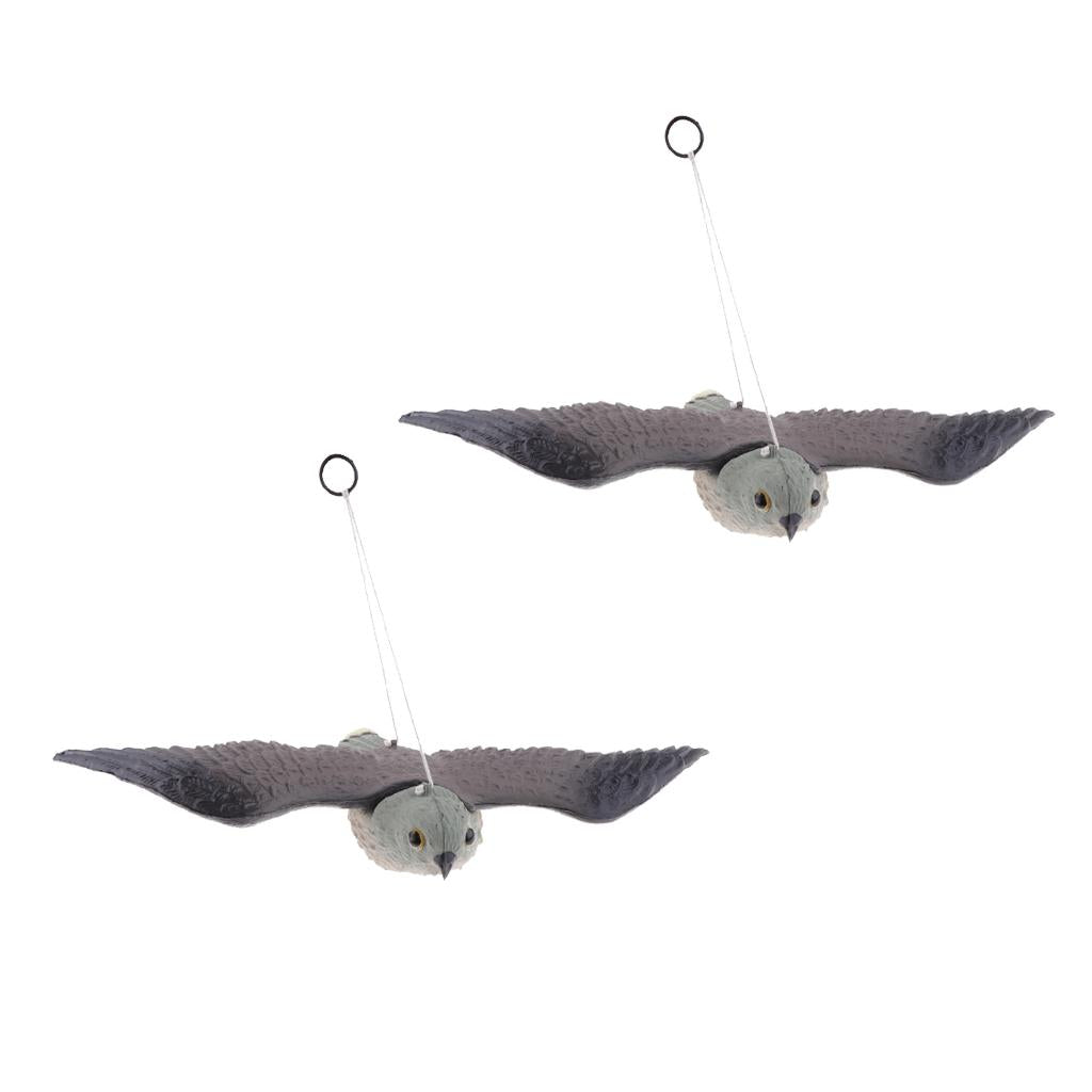 2Pcs Realistic Flying Bird Hawk Decoy Pigeon Scarecrow Garden Hunting Scarer
