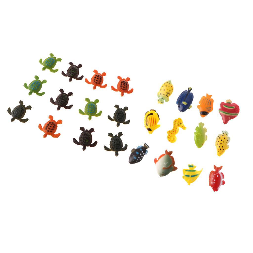 24pcs Plastic Marine Animals Fish & Turtle Models KidsToy Party Bag Fillers