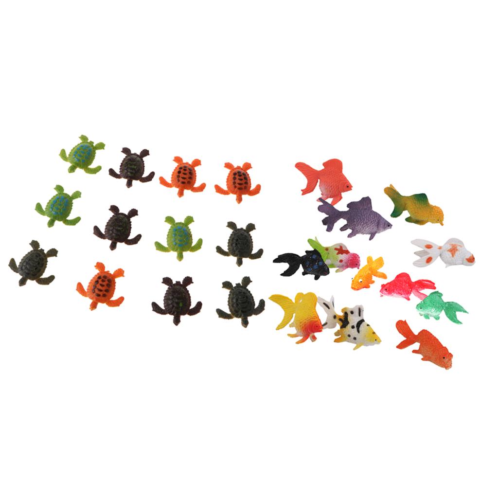 24pcs Plastic Marine Animal Turtle Goldfish Model Kids Toy Party Bag Fillers
