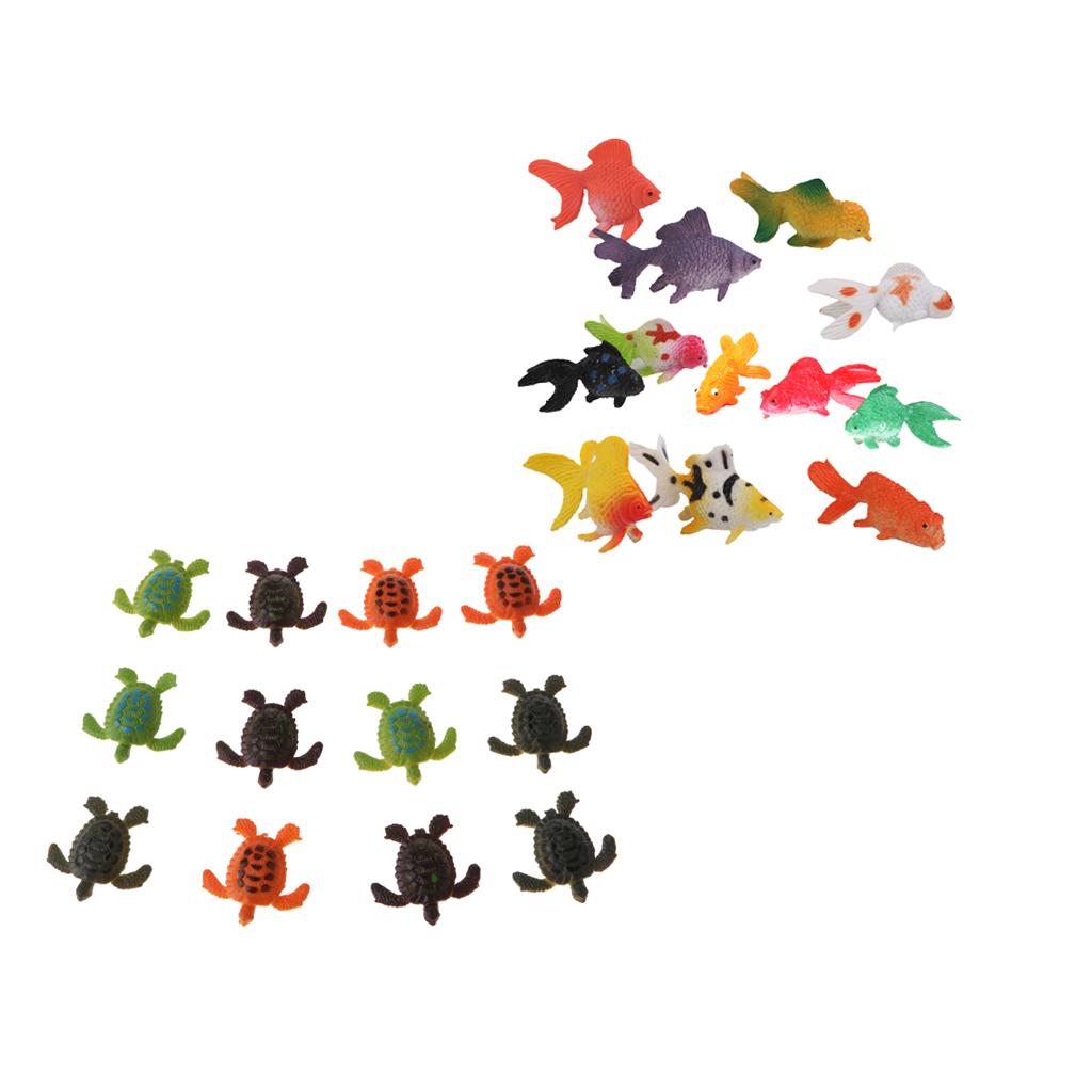 24pcs Plastic Marine Animal Turtle Goldfish Model Kids Toy Party Bag Fillers
