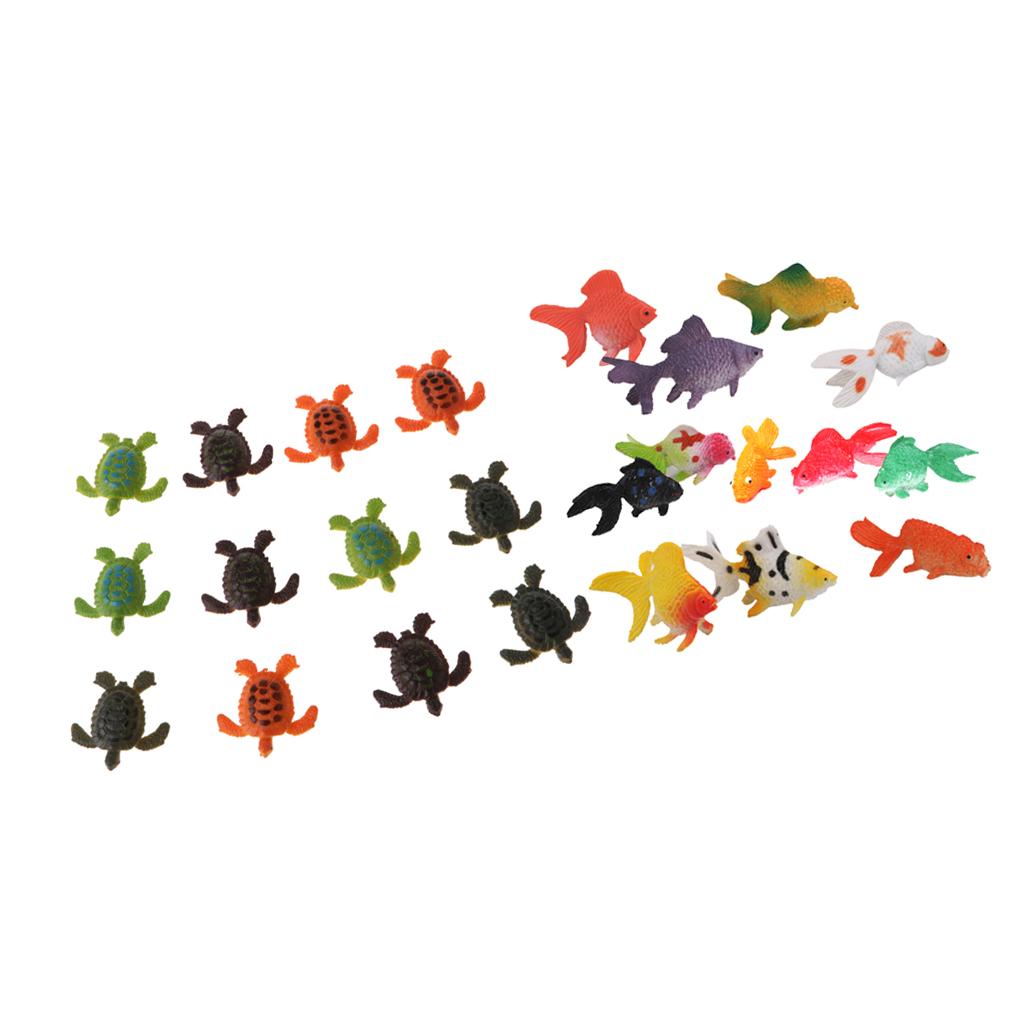 24pcs Plastic Marine Animal Turtle Goldfish Model Kids Toy Party Bag Fillers