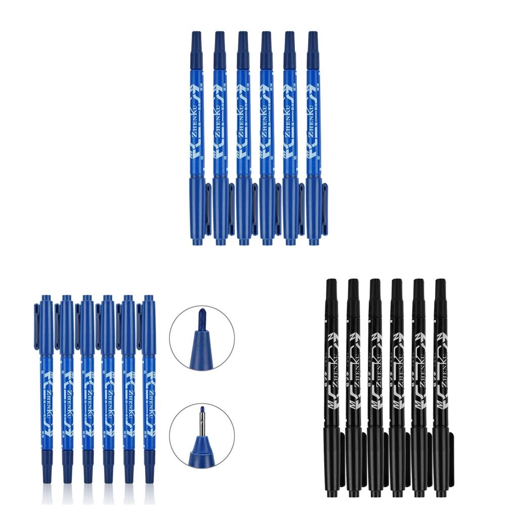 12Pcs Tattoo Pen Tattoo Skin Marker Marking Scribe Pen Fine Tip Black & Blue