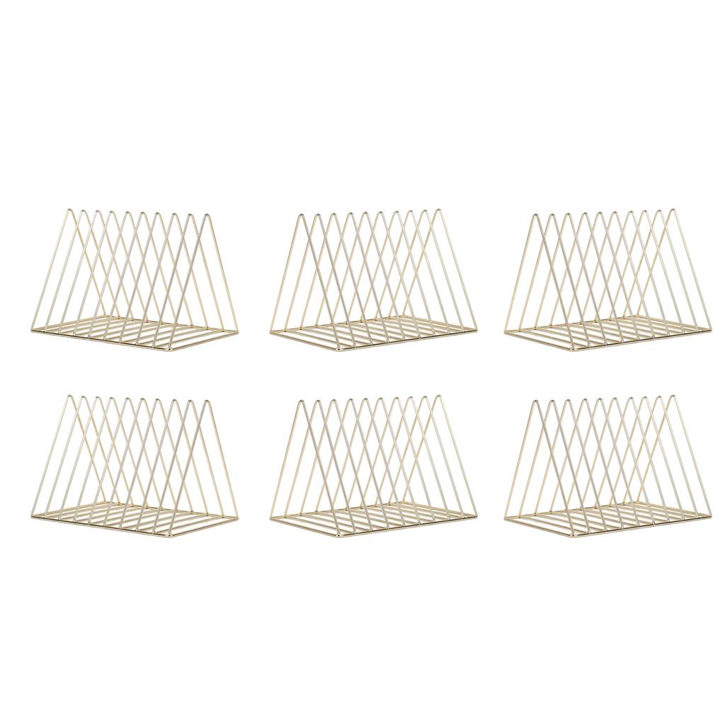 6pcs Metal Desk Book Holder Modern Minimalist Bookshelf for Home Office Gold