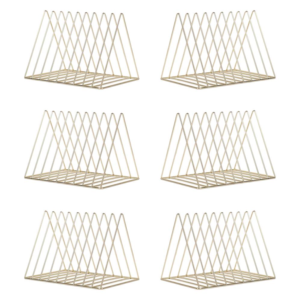 6pcs Metal Desk Book Holder Modern Minimalist Bookshelf for Home Office Gold