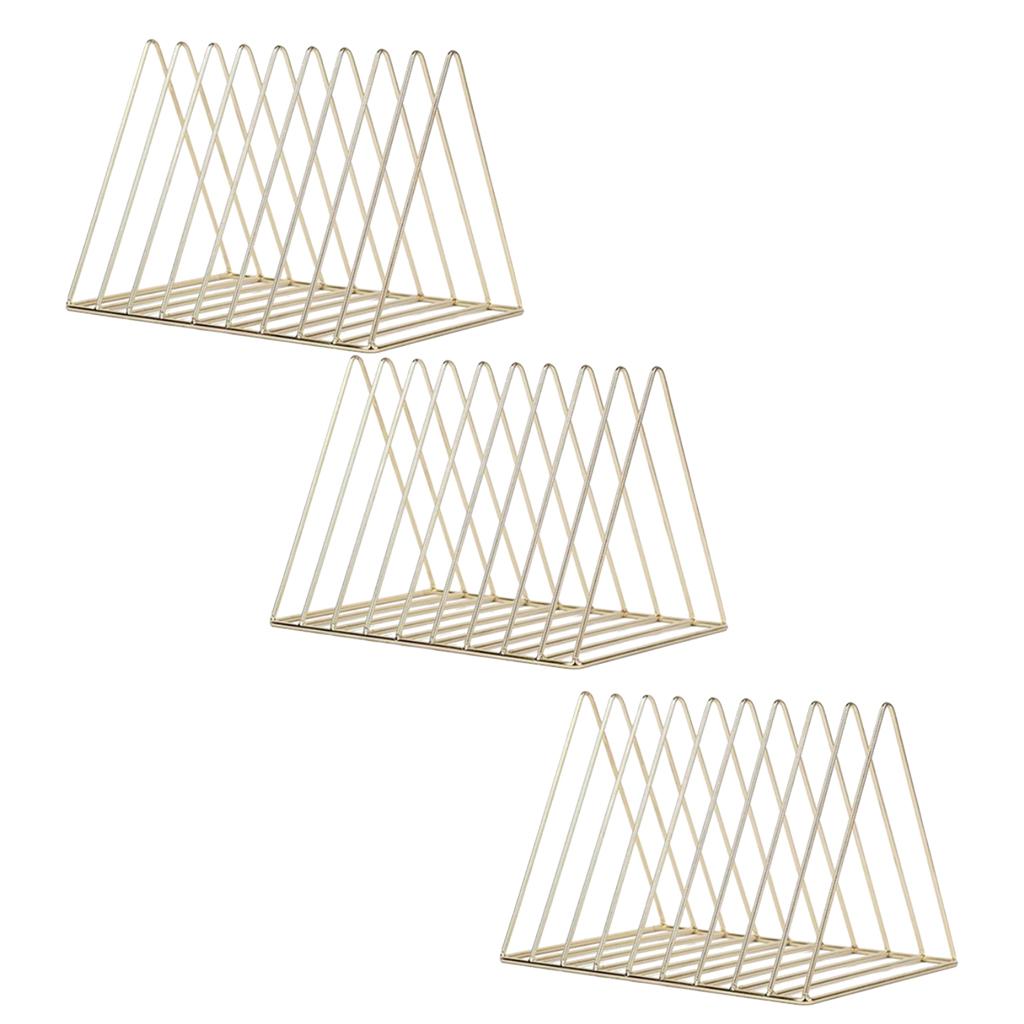 3pcs Metal Desk Book Holder Modern Minimalist Bookshelf for Home Office Gold