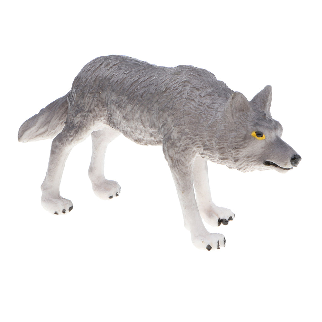 2x Plastic Animal Model Figurines for Kids Gift Home Decor - Grey Wolves