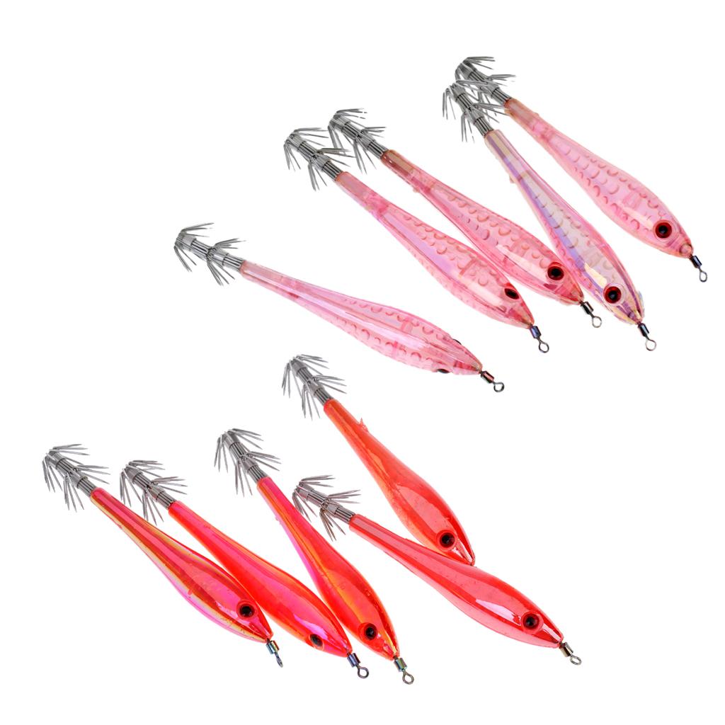 10pcs Squid Lure Jig Hook Lure Hard Plastic Baits Glow in Dark Fishing Tool