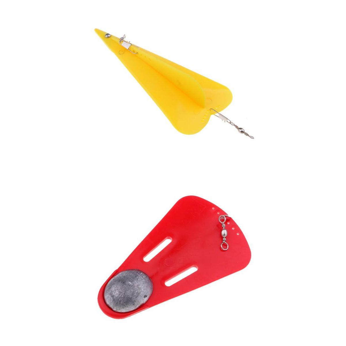 2pcs Trolling Diving Board with Lead Sinker Fishing Diver Board Yellow Red