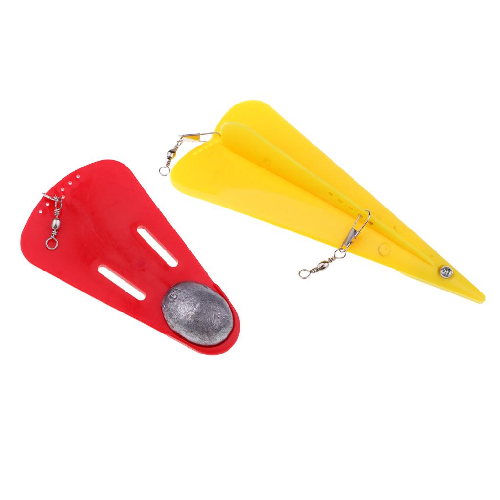2pcs Trolling Diving Board with Lead Sinker Fishing Diver Board Yellow Red