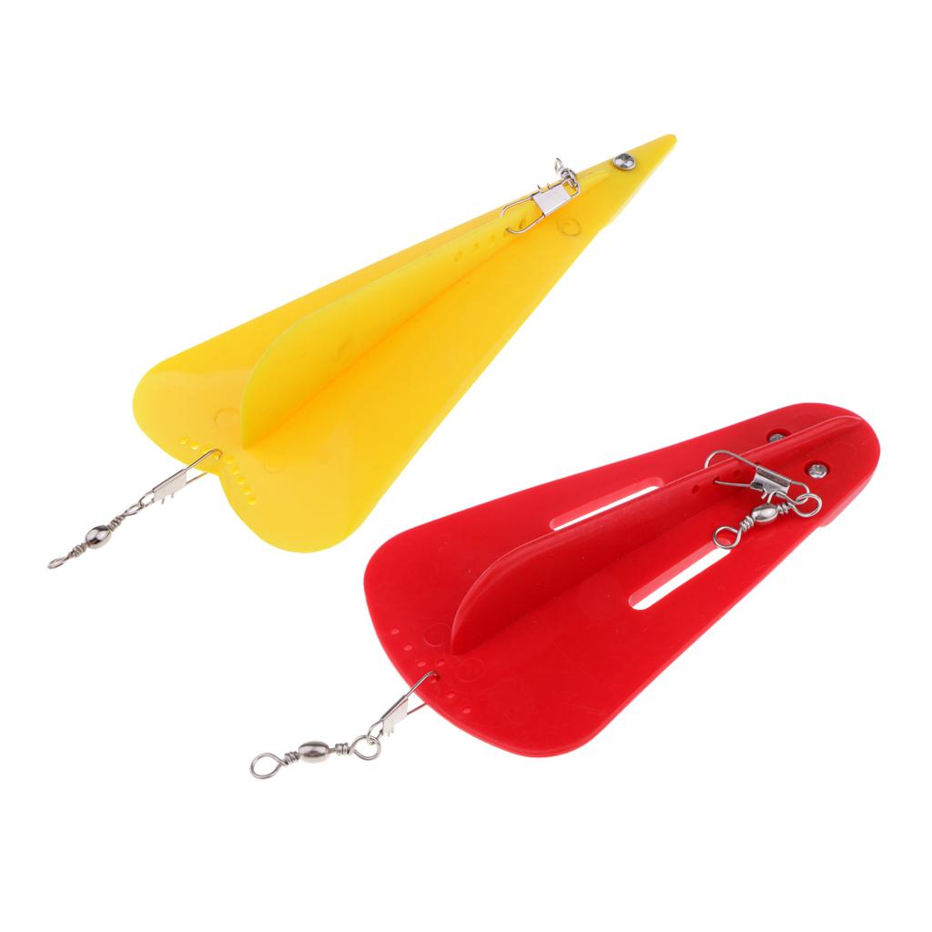 2pcs Trolling Diving Board with Lead Sinker Fishing Diver Board Yellow Red