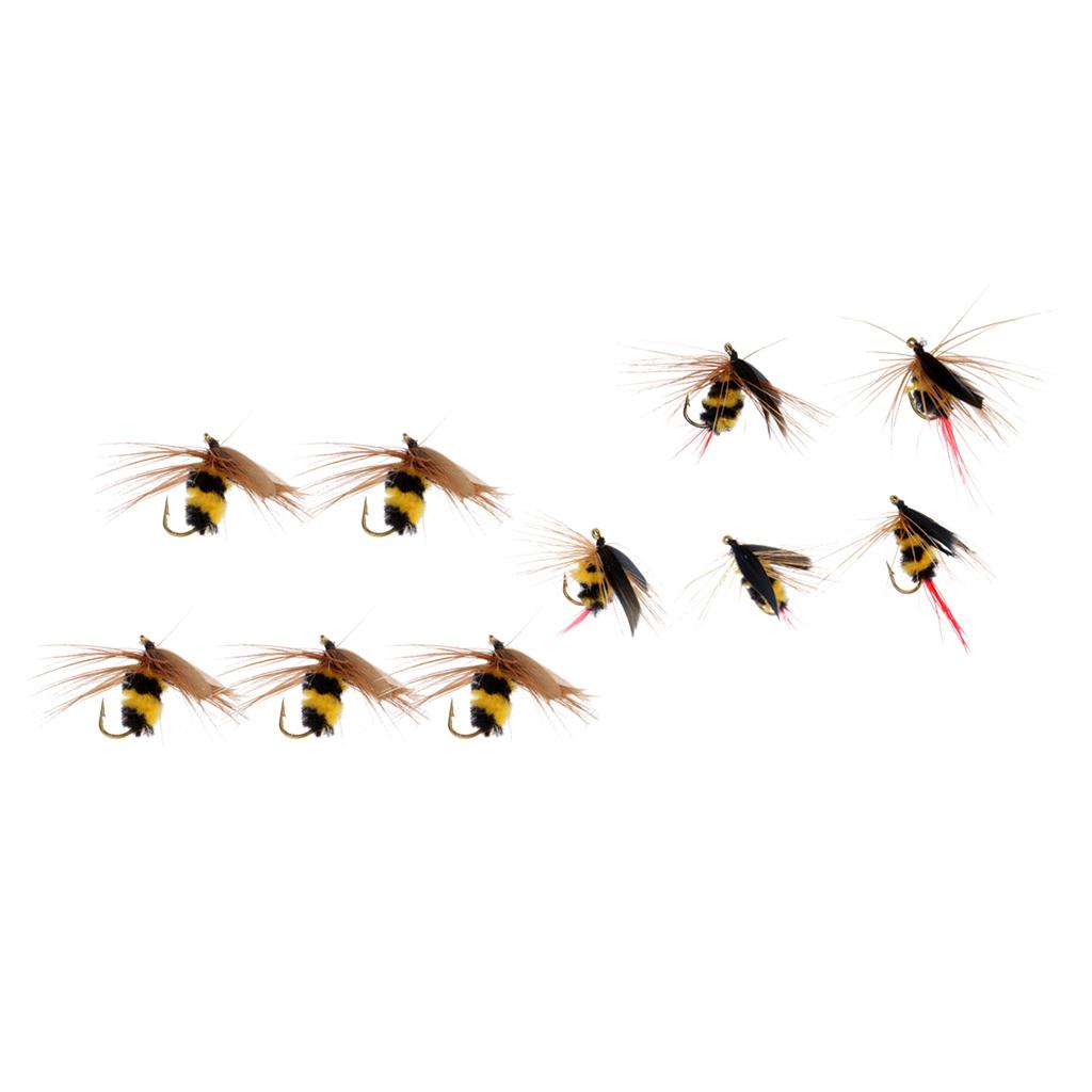 10pcs Bumble Bee Nymph Trout Flies Fly Fishing Hook Bionic Bee Insect Baits