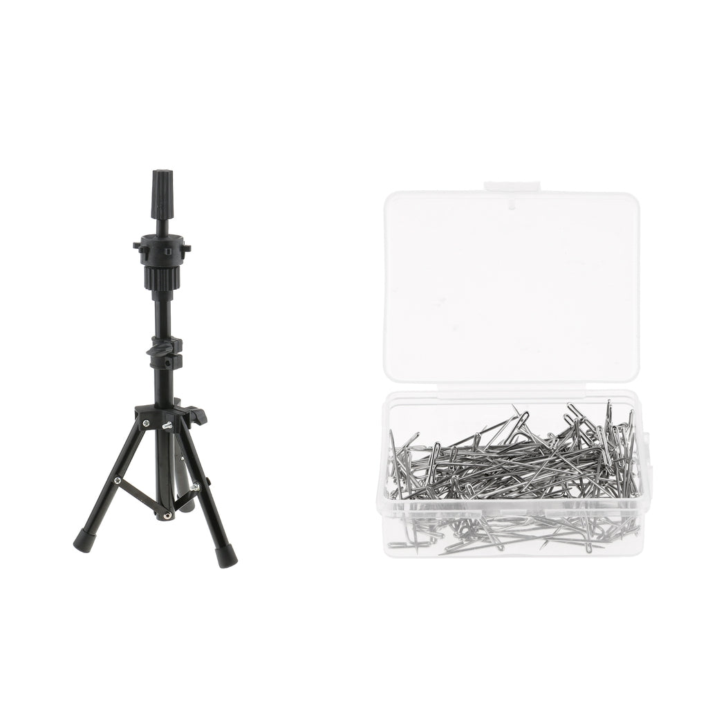 Cosmetology Mannequin Manikin Practice Head Holder Tripod Stand+T Needle Pin