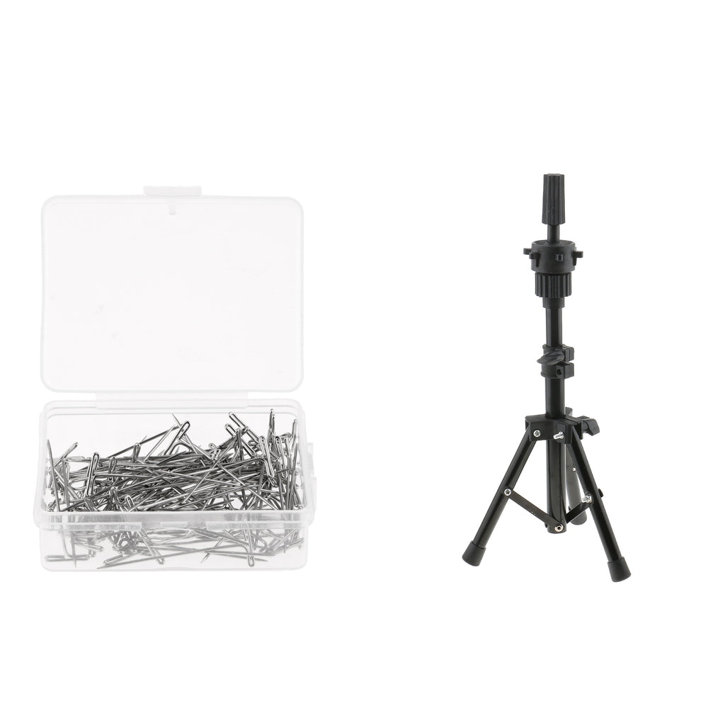 Cosmetology Mannequin Manikin Practice Head Holder Tripod Stand+T Needle Pin