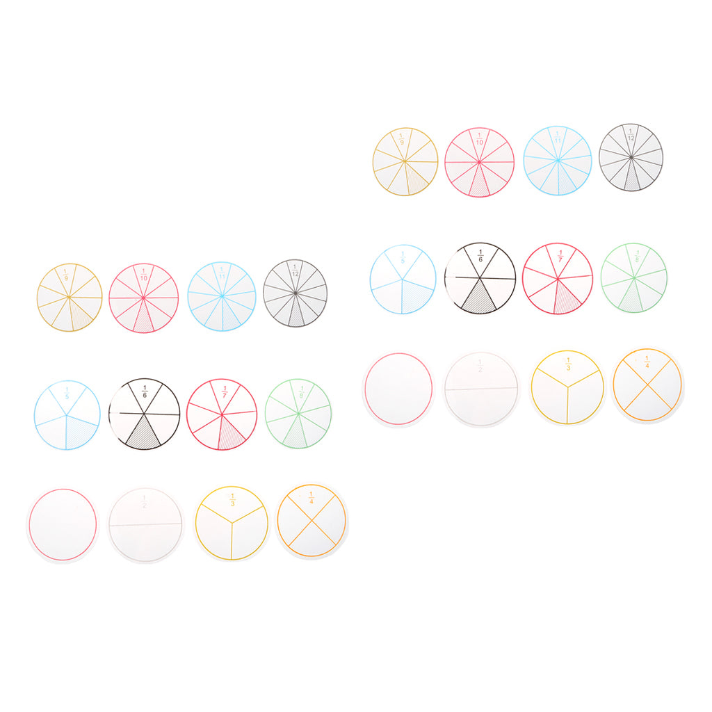 2 set of 24pcs Numbered Fractions Circles Math Chips Mathematics Number Toy