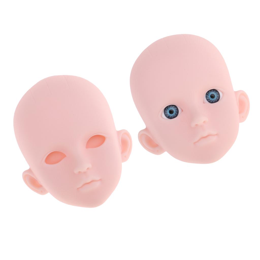 2 Pieces 1/4 Female Bjd Doll Head Sculpt Ball-Jointed Doll Body Parts