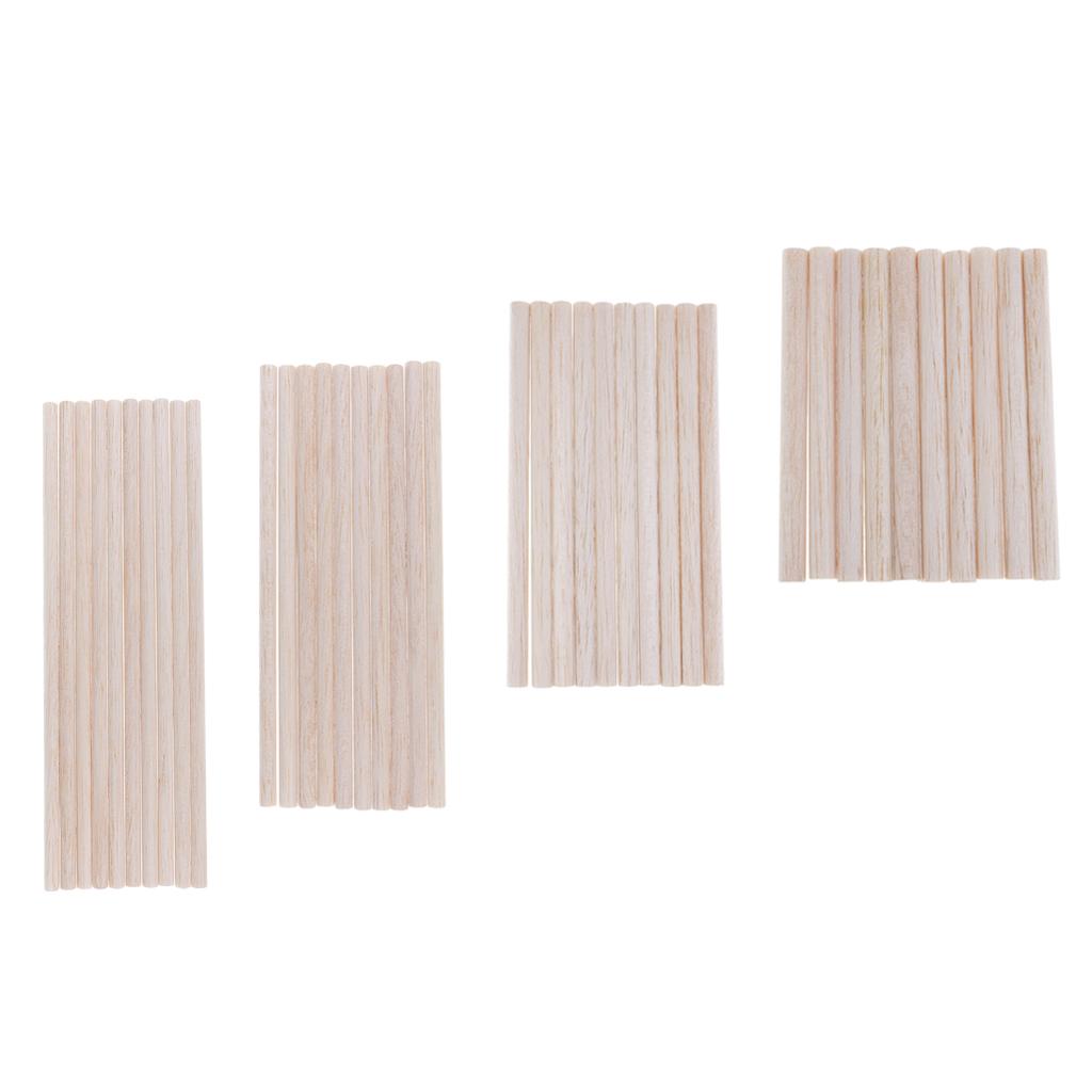 40 Pieces 4 Sizes Balsa Wood Unfinished Wood Round Stick Dowel Rod DIY Craft