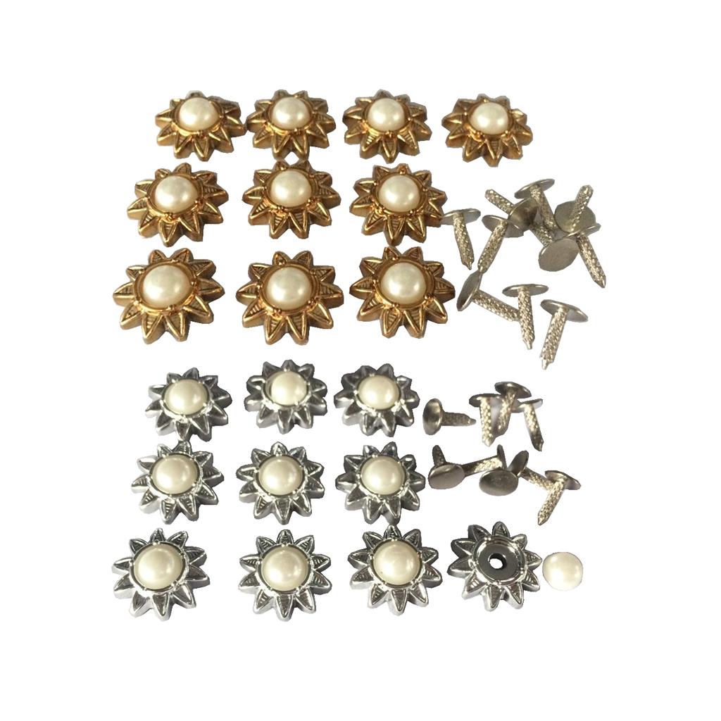 20 Sets Pearl Sunflower Studs Rivets Spikes for DIY Shoes Bags Decor 14mm