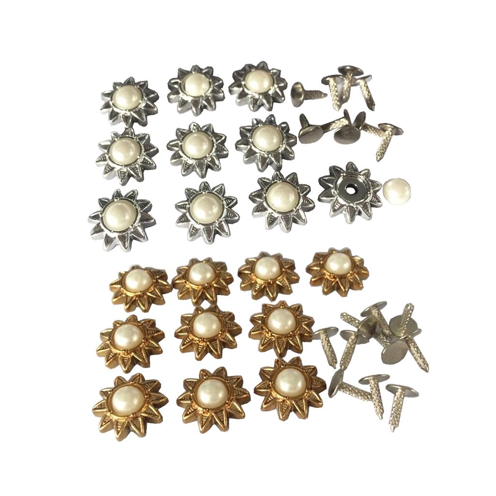 20 Sets Pearl Sunflower Studs Rivets Spikes for DIY Shoes Bags Decor 14mm