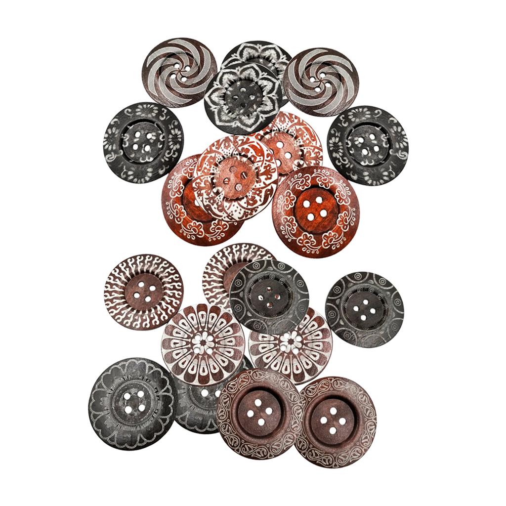 20cs Mixed Wooden 4 Holes Painted Sewing Buttons Craft DIY Scrapbooking