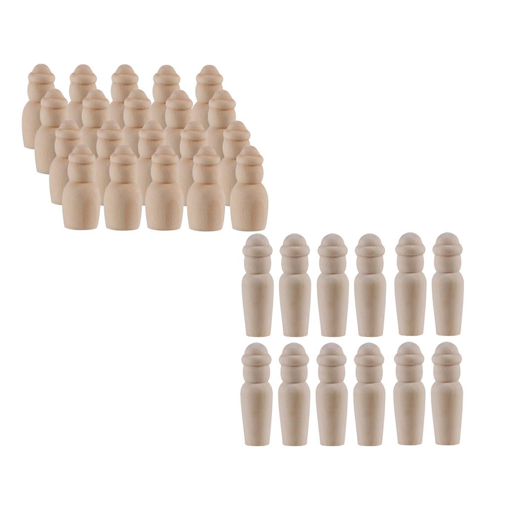 40 Piece Unfinished Wood DIY Family People Wooden Peg Dolls Bodies 60mm 35mm