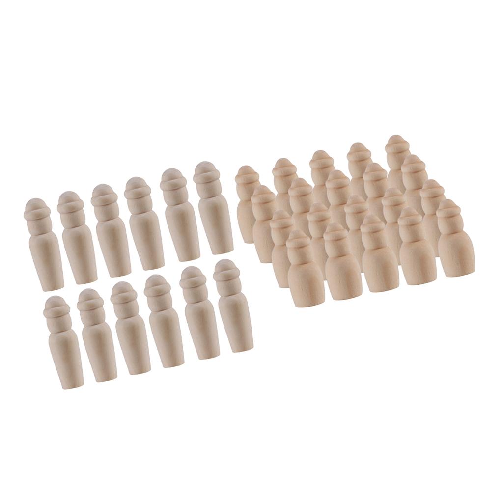 40 Piece Unfinished Wood DIY Family People Wooden Peg Dolls Bodies 60mm 35mm