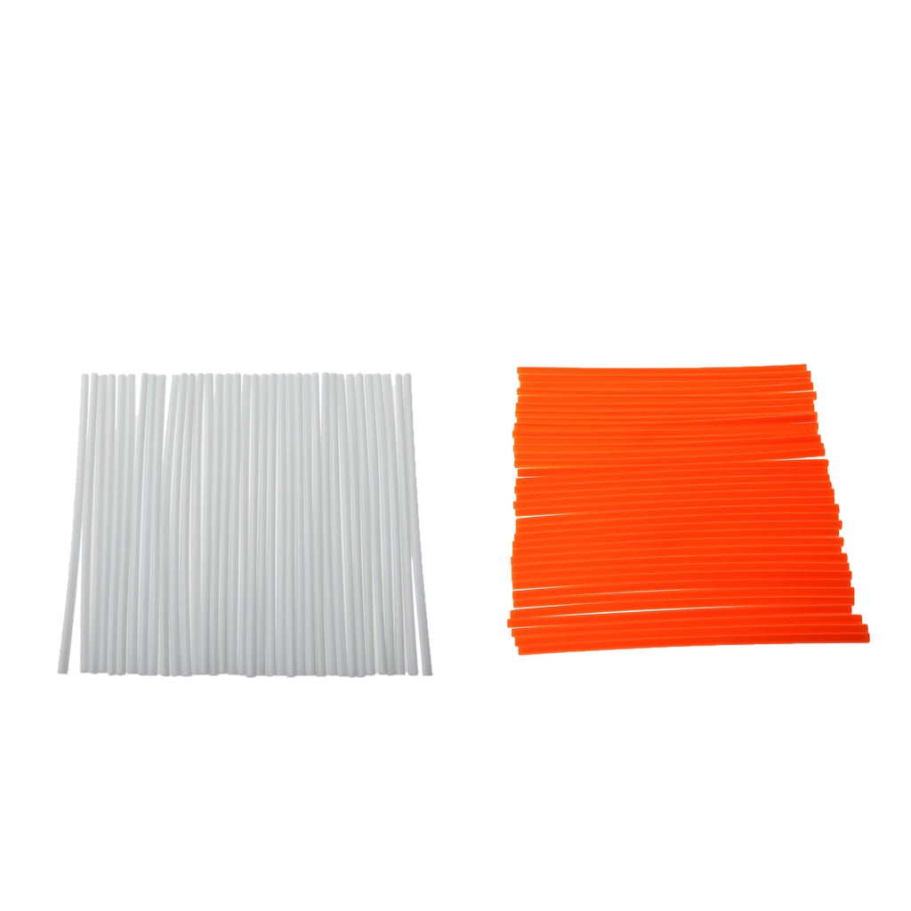 72Pcs Universal Motocross Wheel Rim Spoke Wraps Skins Cover Orange & White