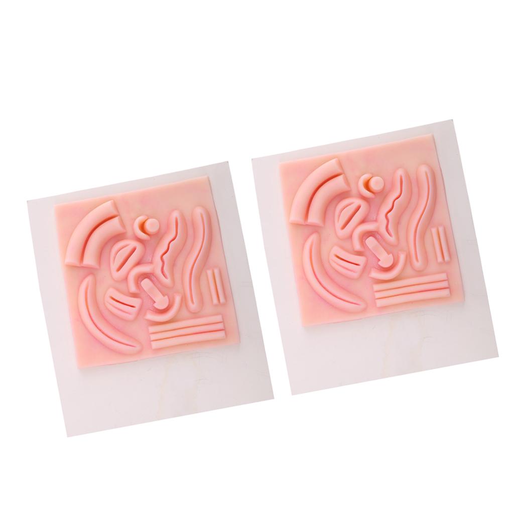 2 Sets Human 3D Peritoneoscope Skin Suture Pad Model Suturing Practice kit