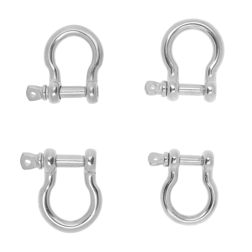 4Pcs Marine Boat Chain Rigging Bow Shackle 304 Stainless Steel 6mm & 8mm