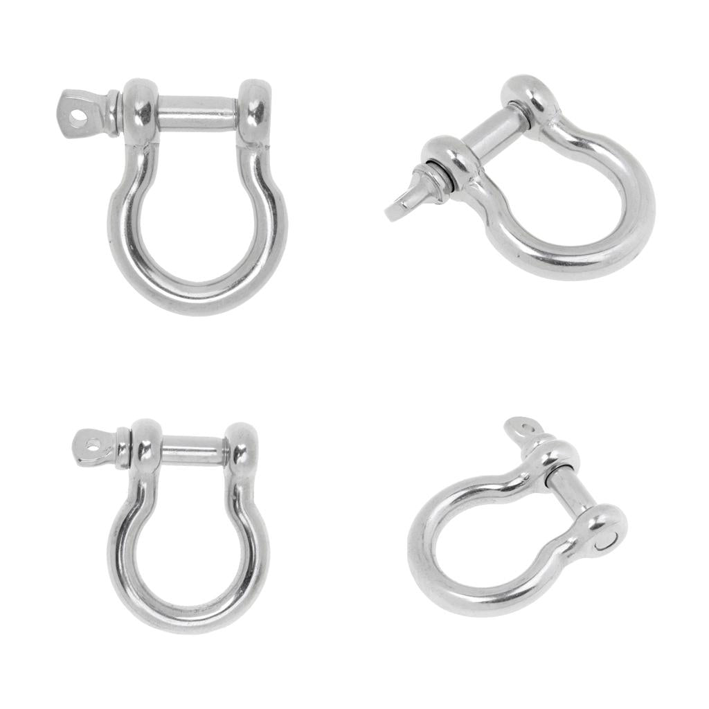 4Pcs Marine Boat Chain Rigging Bow Shackle 304 Stainless Steel 6mm & 8mm